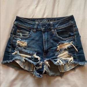 dark blue jean shorts